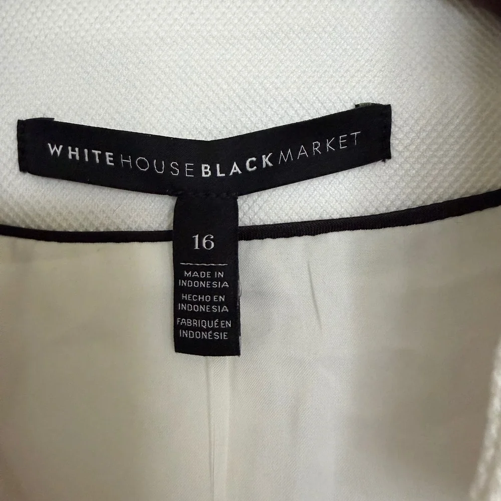 White House Black Market White Textured Blazer 16 Hook & Eye Closure Office NWT - Picture 7 of 8
